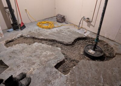 Dry basement interior after waterproofing contractors completed repairs